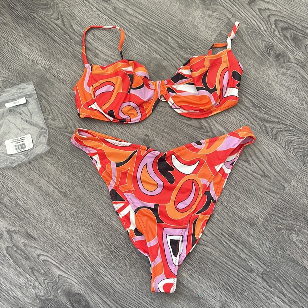 NWT SAME los angles tropical geo bikini set